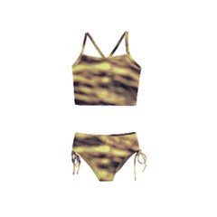 Yellow  Waves Abstract Series No10 Girls  Tankini Swimsuit