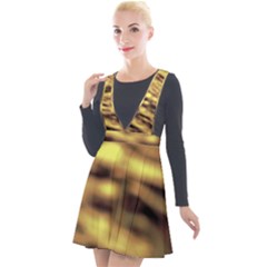 Yellow  Waves Abstract Series No10 Plunge Pinafore Velour Dress by DimitriosArt
