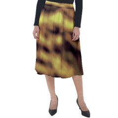 Yellow  Waves Abstract Series No10 Classic Velour Midi Skirt 