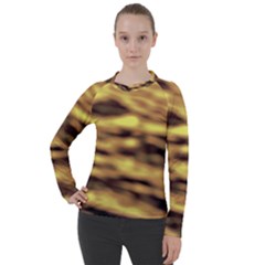 Yellow  Waves Abstract Series No10 Women s Pique Long Sleeve Tee