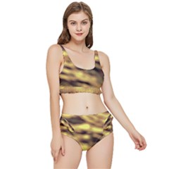 Yellow  Waves Abstract Series No10 Frilly Bikini Set