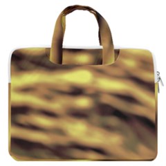 Yellow  Waves Abstract Series No10 Macbook Pro Double Pocket Laptop Bag (large) by DimitriosArt