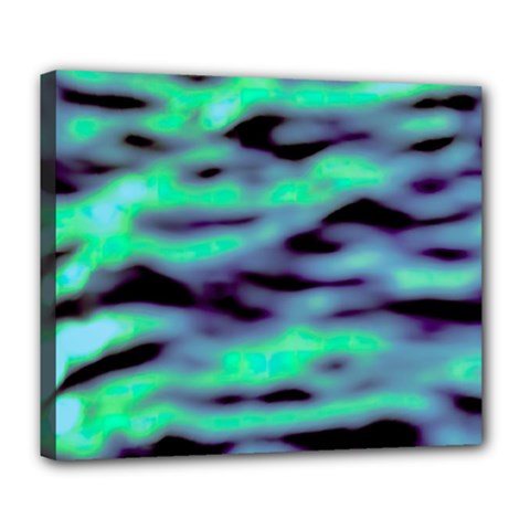 Green  Waves Abstract Series No6 Deluxe Canvas 24  X 20  (stretched) by DimitriosArt