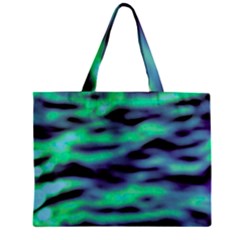 Green  Waves Abstract Series No6 Zipper Mini Tote Bag by DimitriosArt