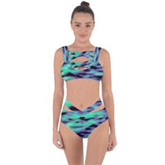 Green  Waves Abstract Series No6 Bandaged Up Bikini Set 