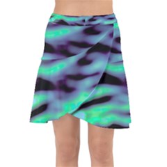 Green  Waves Abstract Series No6 Wrap Front Skirt by DimitriosArt