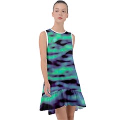 Green  Waves Abstract Series No6 Frill Swing Dress by DimitriosArt