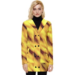 Yellow  Waves Abstract Series No8 Button Up Hooded Coat  by DimitriosArt