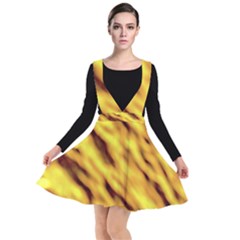 Yellow  Waves Abstract Series No8 Plunge Pinafore Dress by DimitriosArt