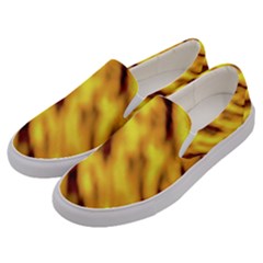 Yellow  Waves Abstract Series No8 Men s Canvas Slip Ons by DimitriosArt