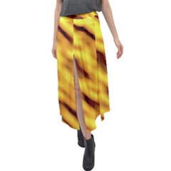 Yellow  Waves Abstract Series No8 Velour Split Maxi Skirt by DimitriosArt