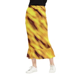 Yellow  Waves Abstract Series No8 Maxi Fishtail Chiffon Skirt by DimitriosArt