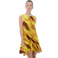 Yellow  Waves Abstract Series No8 Frill Swing Dress by DimitriosArt