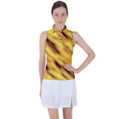 Yellow  Waves Abstract Series No8 Women s Sleeveless Polo Tee by DimitriosArt