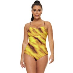 Yellow  Waves Abstract Series No8 Retro Full Coverage Swimsuit by DimitriosArt