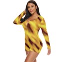 Yellow  Waves Abstract Series No8 Long Sleeve Boyleg Swimsuit View2
