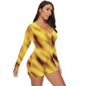 Yellow  Waves Abstract Series No8 Long Sleeve Boyleg Swimsuit View3