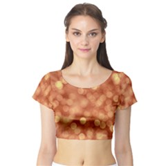 Light Reflections Abstract No7 Peach Short Sleeve Crop Top by DimitriosArt