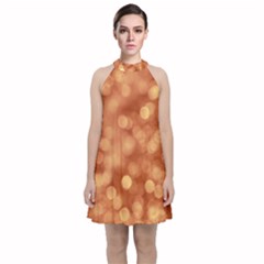 Light Reflections Abstract No7 Peach Velvet Halter Neckline Dress  by DimitriosArt