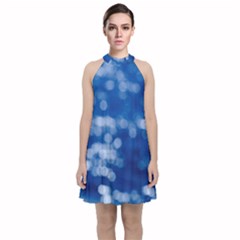 Light Reflections Abstract No2 Velvet Halter Neckline Dress 