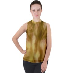 Orange Papyrus Abstract Mock Neck Chiffon Sleeveless Top by DimitriosArt