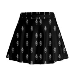 Black And White Sketchy Man Portrait Pattern Mini Flare Skirt by dflcprintsclothing