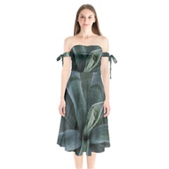 The Agave Heart Under The Light Shoulder Tie Bardot Midi Dress by DimitriosArt