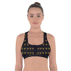 Golden Hearts On Black Freedom Cross Back Sports Bra by pepitasart