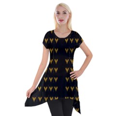 Golden Hearts On Black Freedom Short Sleeve Side Drop Tunic by pepitasart