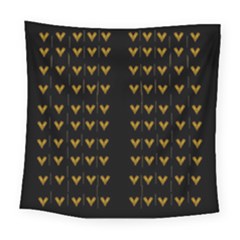 Golden Hearts On Black Freedom Square Tapestry (large) by pepitasart