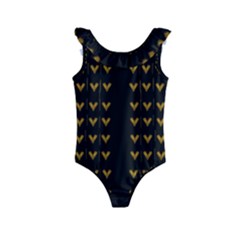 Golden Hearts On Black Freedom Kids  Frill Swimsuit by pepitasart