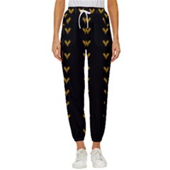 Golden Hearts On Black Freedom Cropped Drawstring Pants by pepitasart