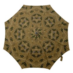 Wood Art With Beautiful Flowers And Leaves Mandala Hook Handle Umbrellas (large) by pepitasart