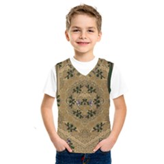 Wood Art With Beautiful Flowers And Leaves Mandala Kids  Basketball Tank Top by pepitasart