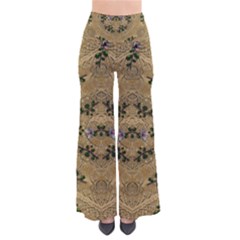 Wood Art With Beautiful Flowers And Leaves Mandala So Vintage Palazzo Pants by pepitasart