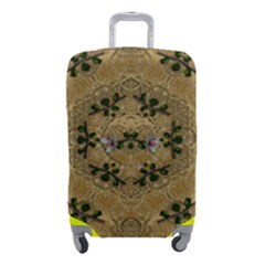 Wood Art With Beautiful Flowers And Leaves Mandala Luggage Cover (small) by pepitasart