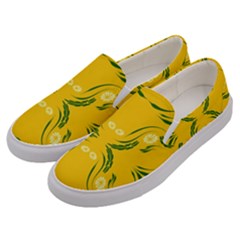 Floral Folk Damask Pattern Fantasy Flowers Floral Geometric Fantasy Men s Canvas Slip Ons by Eskimos