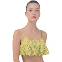 Floral folk damask pattern Fantasy flowers Floral geometric fantasy Frill Bikini Top