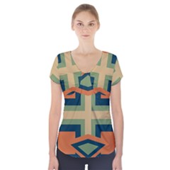 Abstract Pattern Geometric Backgrounds   Short Sleeve Front Detail Top by Eskimos