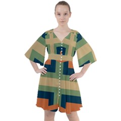 Abstract Pattern Geometric Backgrounds   Boho Button Up Dress by Eskimos