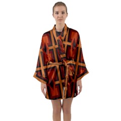 Abstract Pattern Geometric Backgrounds   Long Sleeve Satin Kimono by Eskimos