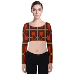 Abstract Pattern Geometric Backgrounds   Velvet Long Sleeve Crop Top by Eskimos