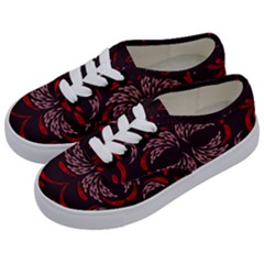 Floral Folk Damask Pattern Fantasy Flowers Floral Geometric Fantasy Kids  Classic Low Top Sneakers by Eskimos