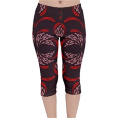 Floral Folk Damask Pattern Fantasy Flowers Floral Geometric Fantasy Velvet Capri Leggings  by Eskimos