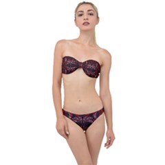 Floral Folk Damask Pattern Fantasy Flowers Floral Geometric Fantasy Classic Bandeau Bikini Set by Eskimos