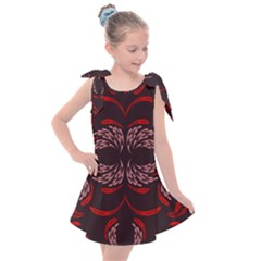 Floral Folk Damask Pattern Fantasy Flowers Floral Geometric Fantasy Kids  Tie Up Tunic Dress by Eskimos