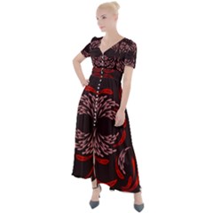 Floral Folk Damask Pattern Fantasy Flowers Floral Geometric Fantasy Button Up Short Sleeve Maxi Dress by Eskimos