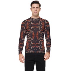 Floral Folk Damask Pattern Fantasy Flowers Floral Geometric Fantasy Men s Long Sleeve Rash Guard by Eskimos