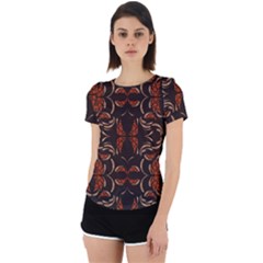 Floral Folk Damask Pattern Fantasy Flowers Floral Geometric Fantasy Back Cut Out Sport Tee by Eskimos