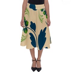 Folk Flowers Print Floral Pattern Ethnic Art Perfect Length Midi Skirt by Eskimos